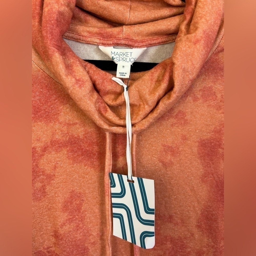 Market & Spruce Coral Tie Dye Cowl Neck Long Sleeve Light Sweater Size XL NWT - Picture 6 of 6